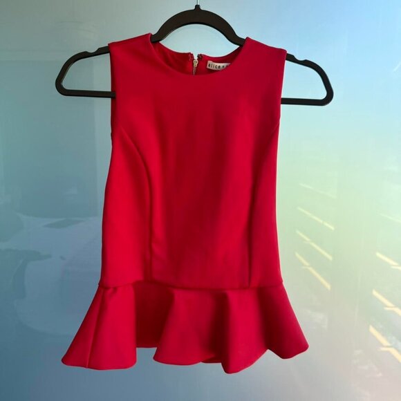 Alice + Olivia Tops - Alice Olivia Red Peplum Business Casual Top